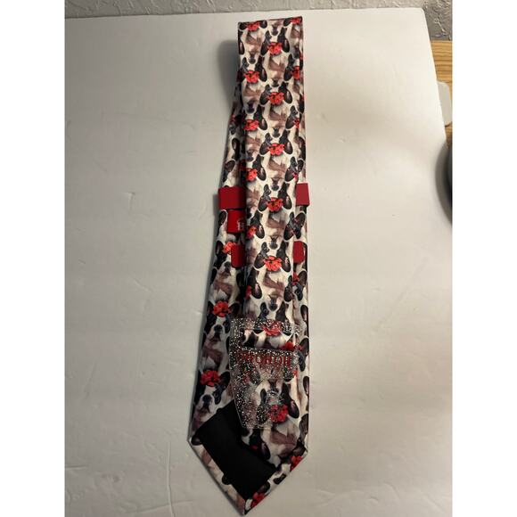 French Bull Dog Christmas NeckTie- Adorable Dog with Red Bow - Dog Lover - Picture 2 of 7